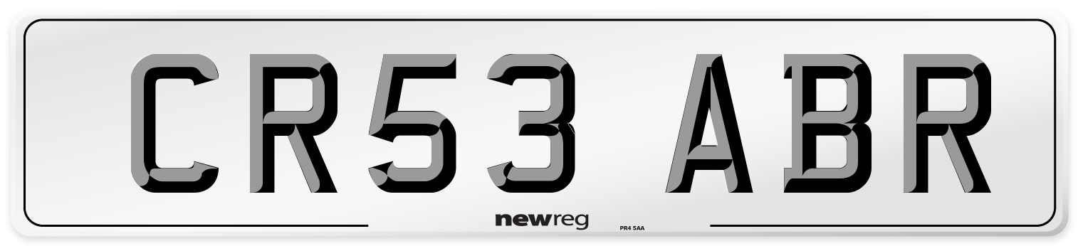 CR53 ABR Number Plate from New Reg